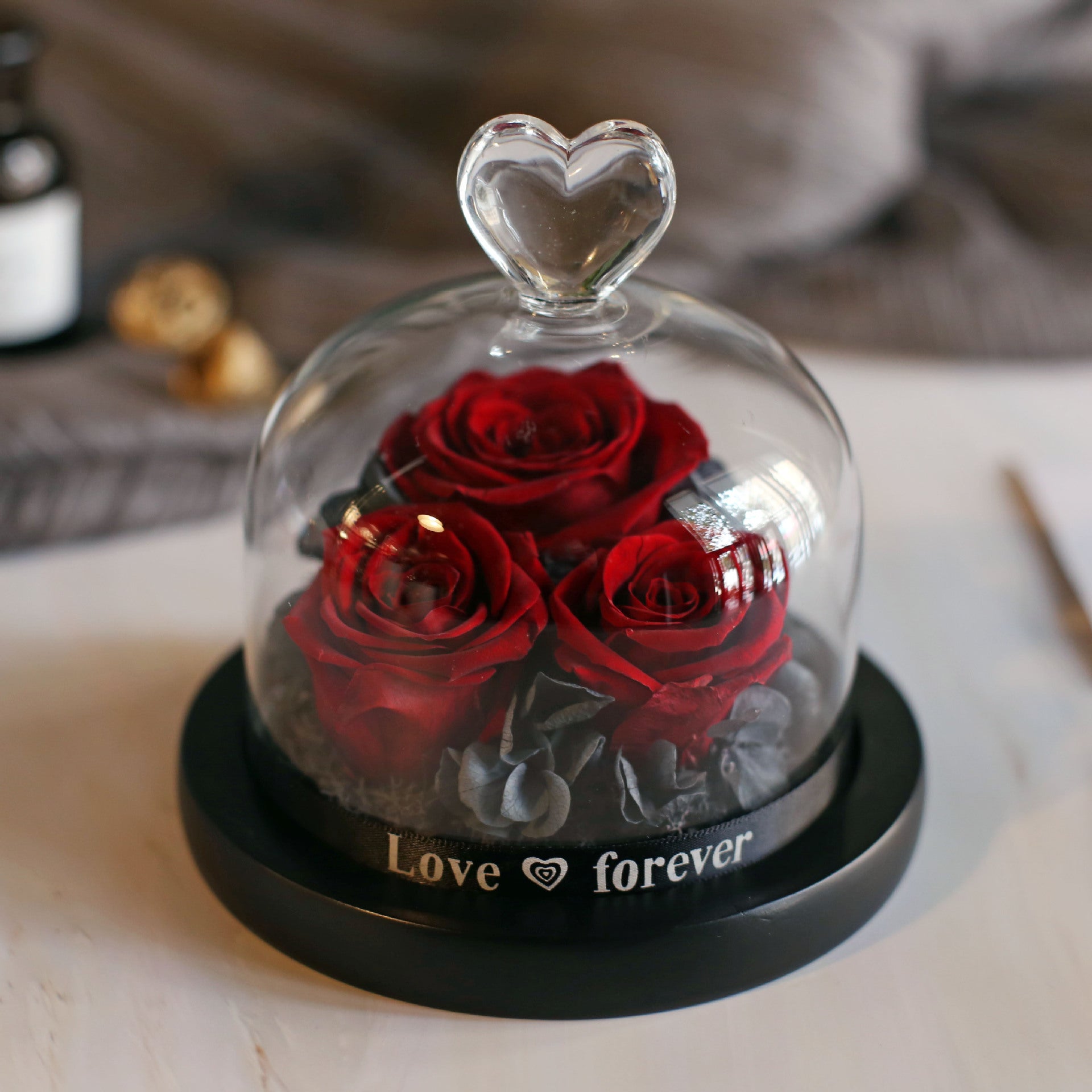 Glass Cover Big Rose Eternal Flower